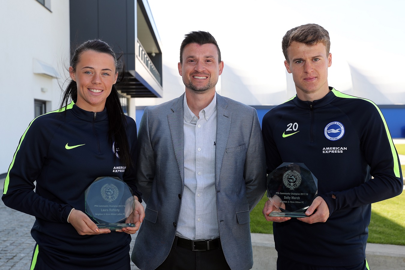 Laura Rafferty and Solly March have been given PFA Community Champion award...