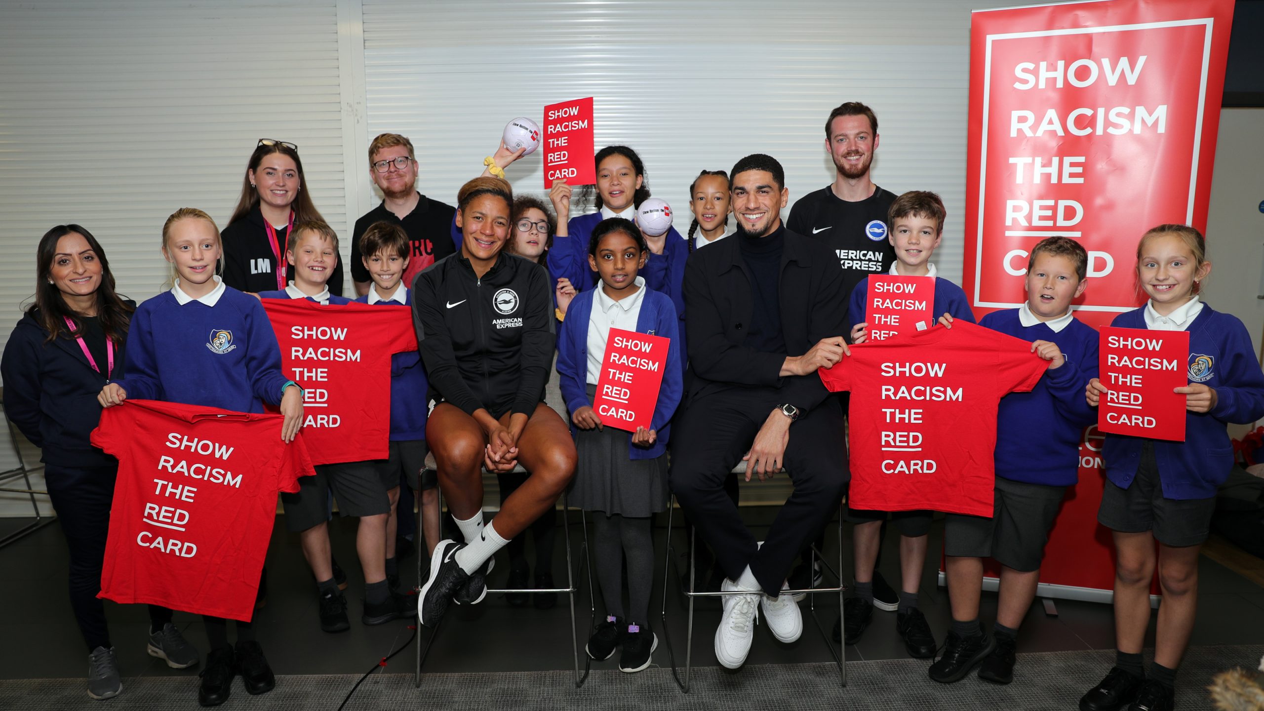 Albion stars challenge pupils to show racism the red card
